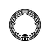 Circular Botanical Emblem, Mystical Forest Border, Circle vector