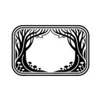 Enchanted Forest Frame, Art Nouveau Botanical Illustration, Trees vector