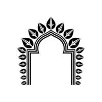 Geometric Arch with Stylized Leaves - Minimalist vector