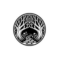 Mystical Forest Portal, Intricate Tree, Ethereal Journey vector