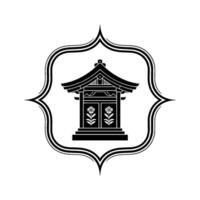 Japanese Temple Emblem, Minimalist, Serene Symbol, Decorative vector