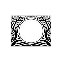 Intricate Black Frame, Stylized Tree Branches, Minimalist vector