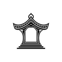 Intricate Asian Pavilion Emblem, Minimalist, Architecture vector