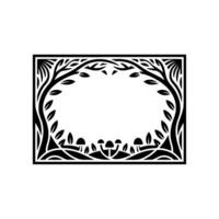 Stylized Forest Frame, Intricate Black White, Botanical vector