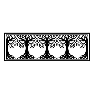 Stylized Tree Border, Vintage Illustration, Decorative Element, Trees