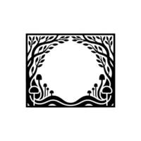 Stylized Forest Frame, Intricate Black White - Illustration vector