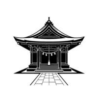 Minimalist Asian Pavilion Silhouette, Serene Reflection, Architecture vector