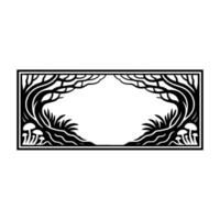 Ethereal Forest Frame, Black Grey, Mystical Portal vector