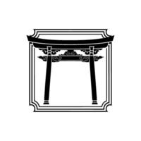 Elegant Black Torii Gate Silhouette, Minimalist vector