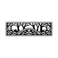 Stylized Forest Border, Art Nouveau Inspired, Botanical vector