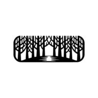 Serene Forest Pathway, Minimalist Silhouette vector