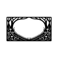 Art Nouveau Forest Frame, Mushroom Motif, Elegant Border vector