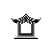 Minimalist Japanese Pavilion, Geometric, Outline vector