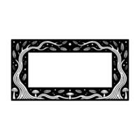 Enchanted Frame Forest Realm Border, Glowing Mushrooms vector