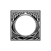 Geometric Tree Frame, Circular Portal, Minimalist vector