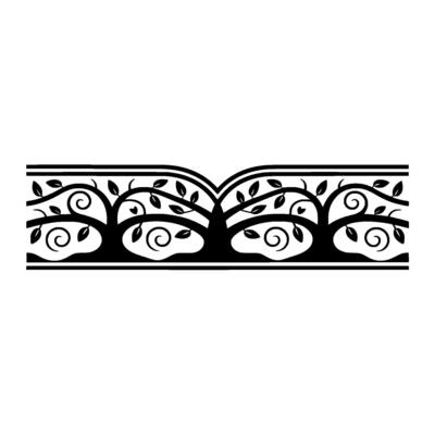 Elegant Swirled Tree Border, Vintage Botanical