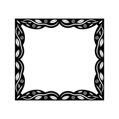 Geometric Black Silver Frame, Intricate