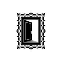 Elegant Portal Black Frame, Open Door, Symbolic Transition vector