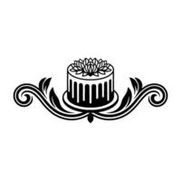 Elegant Lotus Cake Emblem, Vintage vector