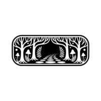 Enchanted Forest Path, Minimalist Illustration, Trees vector