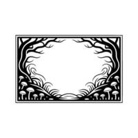 Ethereal Forest Frame, Mystical Woodland Border vector