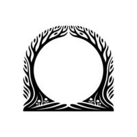 Mystical Forest Frame, Organic Ornamentation, Symbolic Border vector