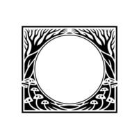 Stylized Forest Frame, Art Nouveau Botanical, Decorative vector