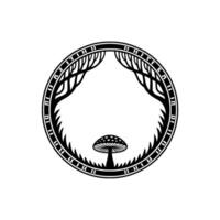 Mystical Mushroom Portal - Geometric Fantasy Emblem vector