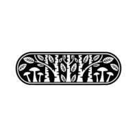 Forest Emblem Stylized Tree Mushrooms, Vintage Illustration vector