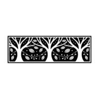 Stylized Tree Border, Minimalist Botanical Illustration vector