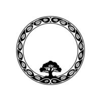 Circular Tree Emblem, Organic Growth, Symbolic, Circle vector