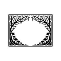 Enchanted Grove Frame, Botanical Illustration, Vintage Style vector
