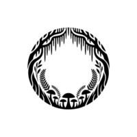 Tribal Forest Emblem, Organic Circle, Mystical Symbol vector