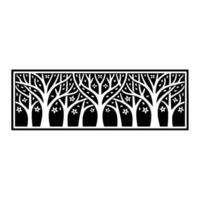 Stylized Black Tree Border, Minimalist Botanical vector
