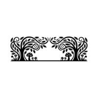 Enchanted Grove Border, Stylized Tree Silhouette vector