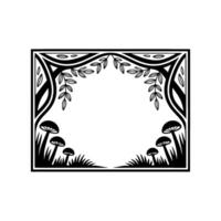Stylized Forest Frame, Vintage Botanical Illustration, Mushroom vector