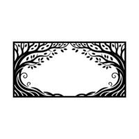 Elegant Black Tree Frame, Botanical Border, Vintage vector