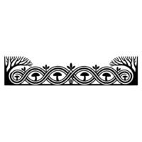 Intricate Forest Border, Stylized Black White, Ornamental vector