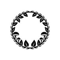Circular Botanical Emblem, Minimalist, Wreath vector
