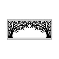 Elegant Silhouette Trees, Geometric Frame, Minimalist vector