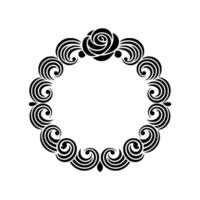 Intricate Black Floral Border, Elegant Element, Circle vector