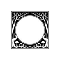 Art Nouveau Frame, Botanical Ornamentation, Circular Motif vector