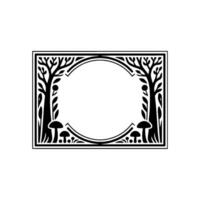 Art Nouveau Forest Frame, Elegant Botanical Border - Mushrooms vector
