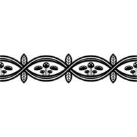 Art Nouveau Botanical Border Elegant, Stylized, Black White vector