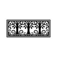 Elegant Black White Tree Border, Vintage Style vector