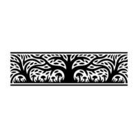 Intricate Forest Border, Black White Botanical vector