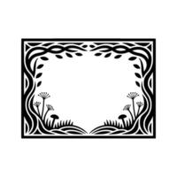 Stylized Forest Frame, Intricate Black White - Botanical vector