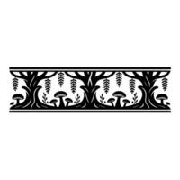 Stylized Forest Border, Intricate Black White, Mushroom vector