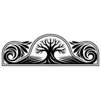 Ornamental Tree Border, Vintage, Symbolic Motif vector