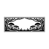 Stylized Forest Frame, Black White Botanical Illustration - Mushrooms vector